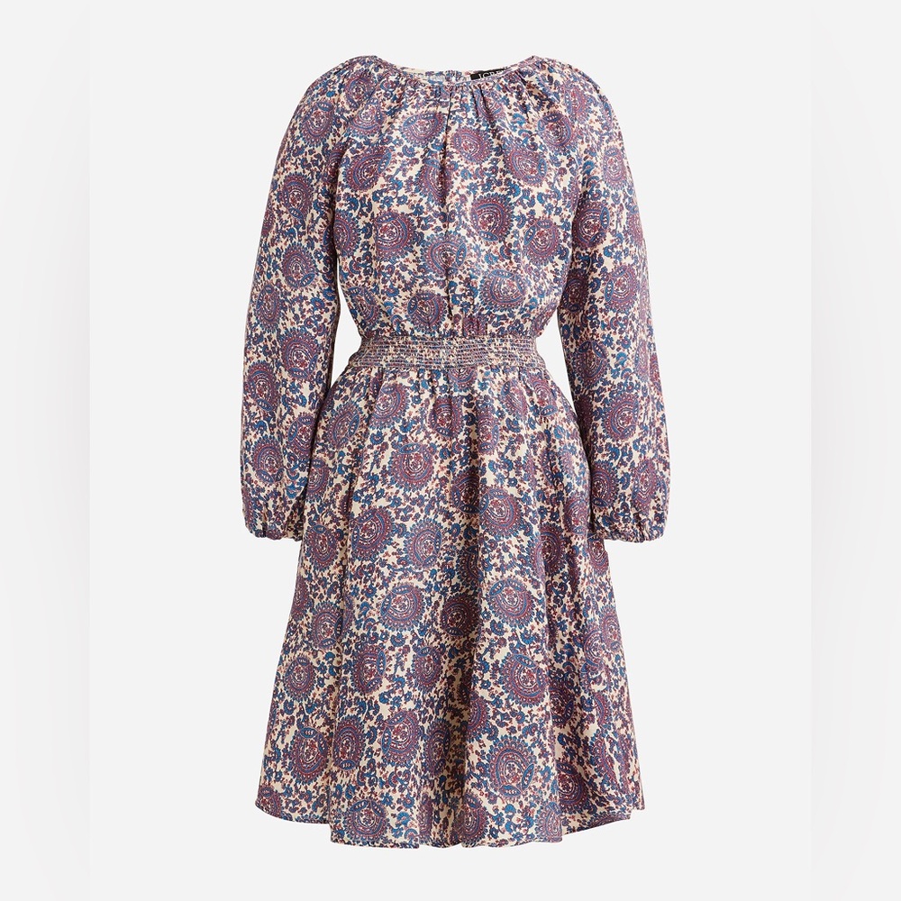J. Crew dress | Palermo smocked-waist mini dress in floral bouquet linen